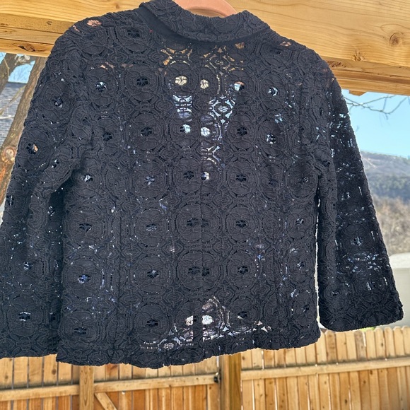 Anthropologie Tabitha Delphinium Knit Lace Blazer Navy Blue Wedding Summ… - Picture 6 of 10